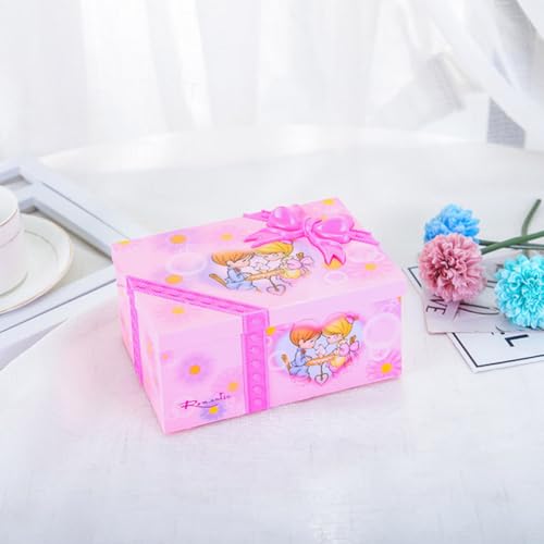 Joyero portátil infantil de plástico rosa con música y espejo integrado 5