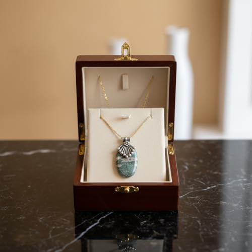 Collier amazonite verte pendentif ovale chaîne 45 cm LK_S_GP_0150