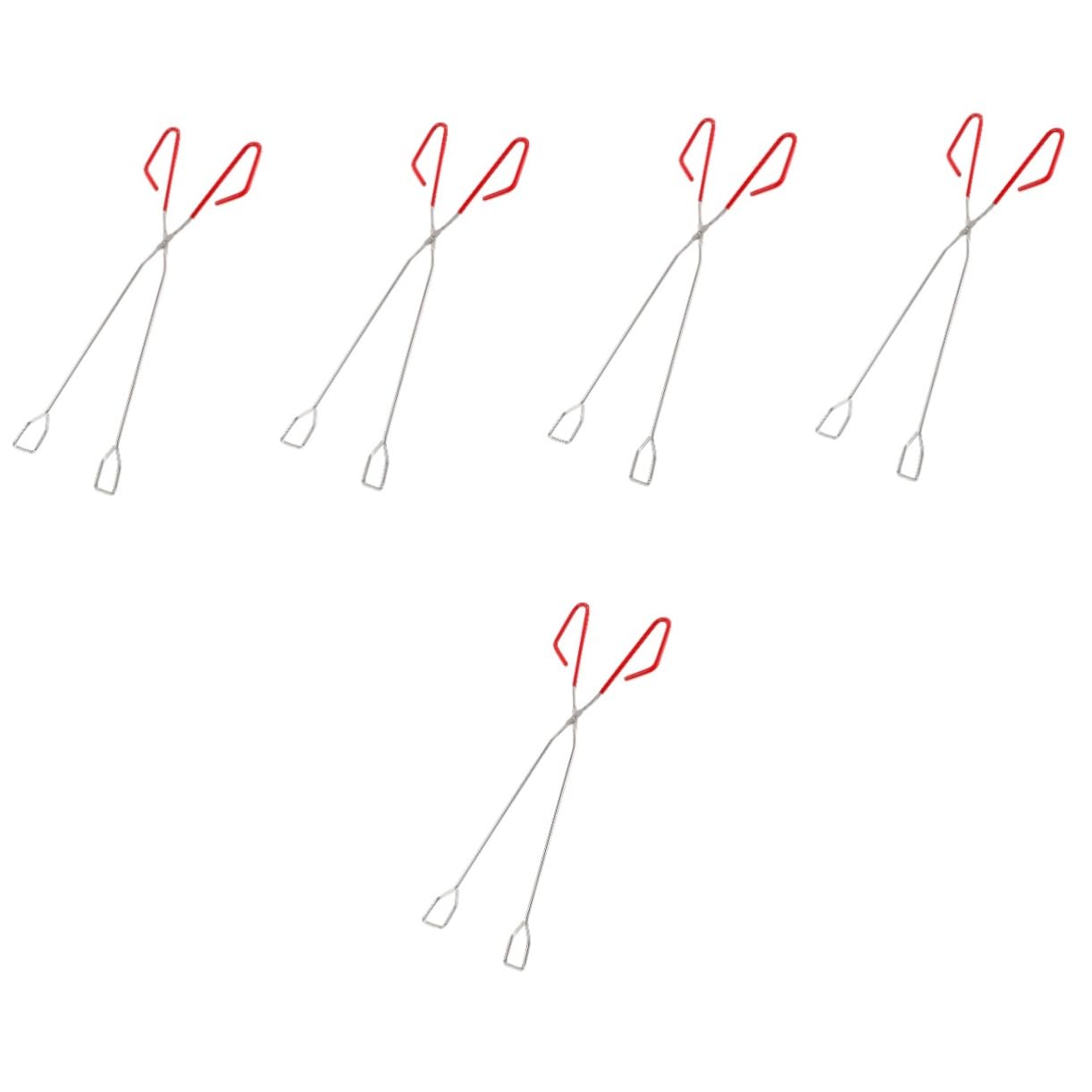 HEMOTON 5 Piezas Pinzas De Extendidas Accesorio Garra Madera Largo Pozo De Para Acampar Carbón Cocinando Pequeño Cámping Fosa Parrilla Interrogatorio Intenso Acero Inoxidable
