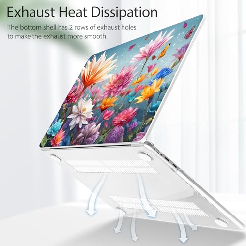Image of Tuiklol for MacBook Air 13 inch Case M5 2026 M4 2025 M3 2024 M2 2022 Release Model A3449 A3240 A3113 A2681,Plastic Hard Shell Cover for MacBook Air 13.6 with Touch ID, Multicolored Floral