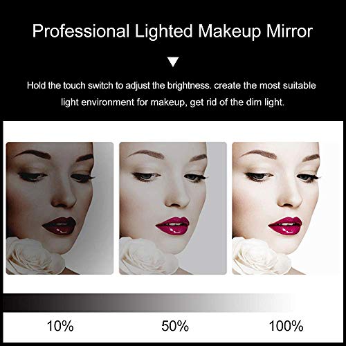 Chende Hollywood Vanity Mirror with 12 LED Lights and Touch Control Dimmer, Lighted Makeup Mirror for Wall Makeup Vanity Bedroom Bathroom, 3 Color Lighting Modes