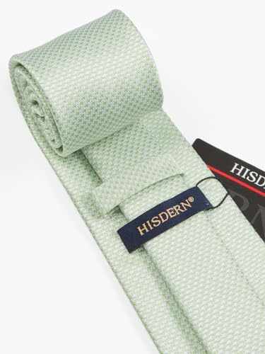Image of HISDERN Ties for Men Stripe Plaid Tie Classic Necktie Pocket Square Cufflinks Set for Formal Wedding Business Party