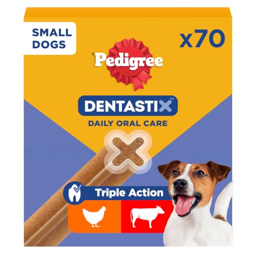Pedigree Dentastix Snack Igiene Orale per Cani di Taglia Piccola 5-10 kg, Confezione Scorta da 70 Bastoncini