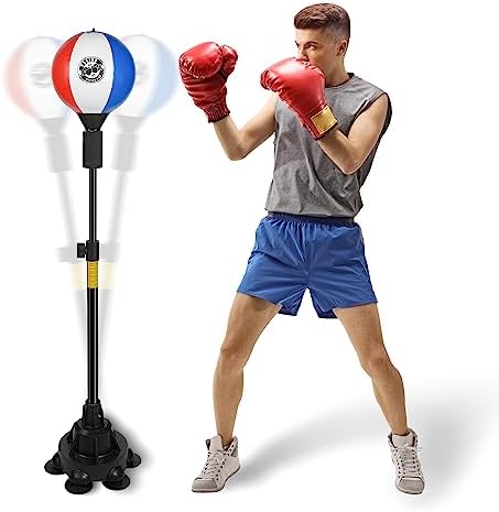 Upgraded Punching Bag with Stand, Boxing Bag for Adults & Kids, Fast Rebound - Adjustable Height - Reflex Bag - Perfect for Boxing MMA Training, Fitness & Stress Relief, Boxing Equipment