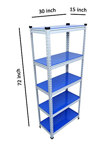 Image of Mil-Nil Boltless Prime CRC Sheet 72x30x15 Inch Multipurpose Storage Rack with 5 Shelves 18 Gauge (Blue)