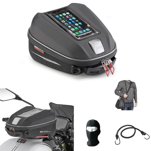 COMPATIBILE CON DUCATI MONSTER 620 KIT BORSA GIVI+FLANGIA TANLKLOCK DA SERBATOIO MOTO 6 LITRI CON PORTA NAVIGATORE-CELLULARE-GPS 240X290X170MM RESISTENTE ALL'ACQUA