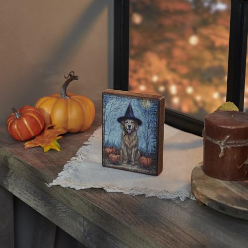 Primitives-by-Kathy-Home-Decor-Sign-Dog-As-A-Witch-Block Primitives by Kathy Home Decor Sign Dog As A Witch Block