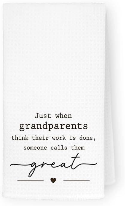 Pregnancy Announcement Gift for Great Grandparents, Funny Great Grandparents Gifts Kitchen Towels, Cute Pregnancy Reveal Hand Towels Tea Towels, 16x24 Inch
