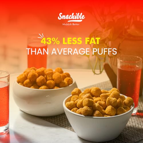 Image of Snackible Sriracha Quinoa Puffs (Pack of 6) - 6x35gm | Healthy Snack | Superfood Snack | Roasted | No MSG | No Palm Oil | Savoury Snack | Made with Quinoa, Jowar & Oats