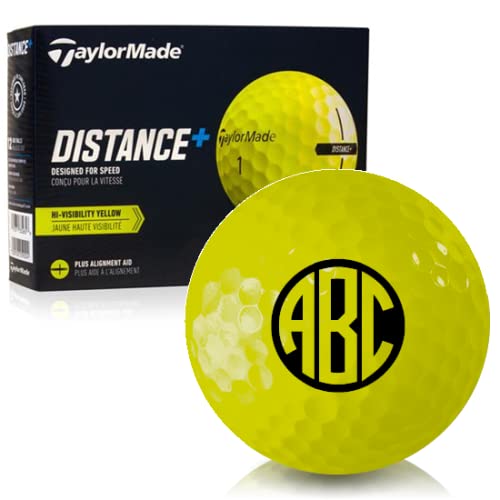 Taylor Made Distance+ Yellow Monogram Personalized Golf Balls #TOP6