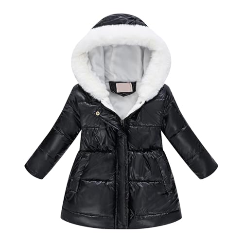 Image of Teen Kids Leather Puffer Jackets Winter Waterproof Fleece Lined Down Coats Boys Girls Padded Warm Quilted Outwear