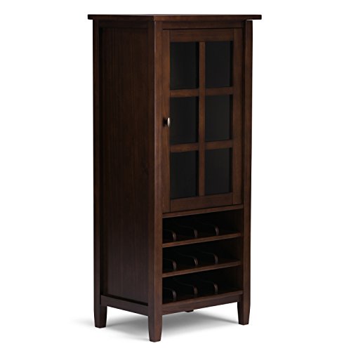 Simpli Home Warm Shaker 12-Bottle Solid Wood 23 inch Wide Rustic High Storage