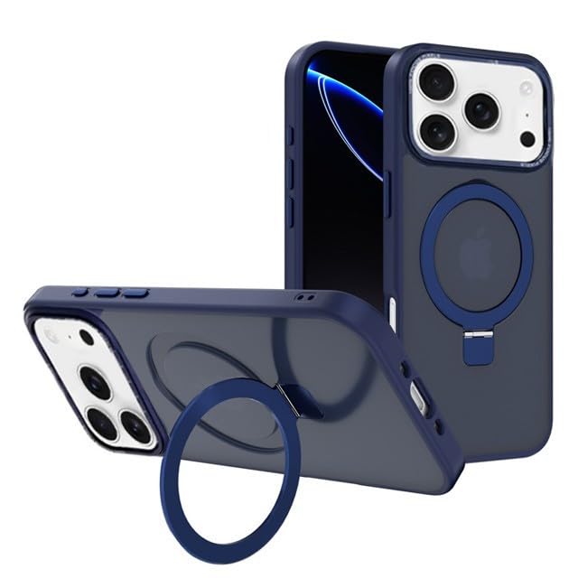 Coque iPhone 17 bleu marine en silicone rigide avec anneau Big Ring