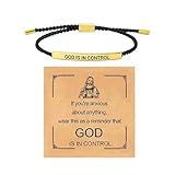 Pulseras Inspiradoras - Dios Está En Control Tejidas A Mano | Pulsera Motivacional De Control | Abalorio De Muñeca De Fe Cristiana, Suministros Para Encontrar Joyas Para Niños, Jóvenes, Mujeres,
