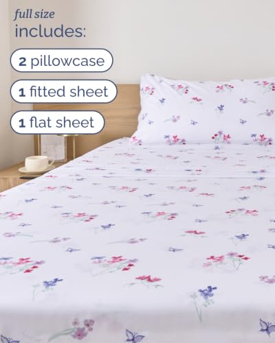 Image of Full 4 Piece Boho Botanical Floral Sheet Set - Breathable & Cooling - Posy