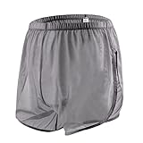 ZONBAILON Mens Mesh Shorts See Through Extreme Sexy with Split Side Dark Gray Size XL