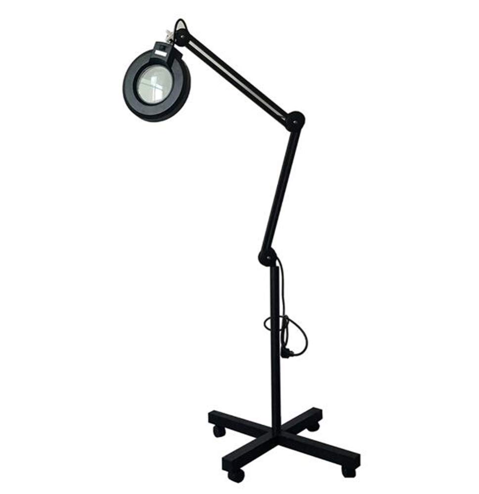 TBLOTYD 5X Salon Magnifying Glass Floor Lamp - 4 Wheel Rolling Base,Height Adjustable Gooseneck Standing Lighting Reading Magnifier Light for Professional Tasks,Jewelry?A