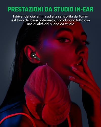 Cuffie Bluetooth con Latenza Ultra-bassa di 0,035s, Doppio Microfono con Cancellazione del Rumore Ambientale, Bluetooth 5.3, Impermeabile IPX5, Tempo di Ascolto 28 ore, Auricolari Gaming - Gadget - Immagine 2