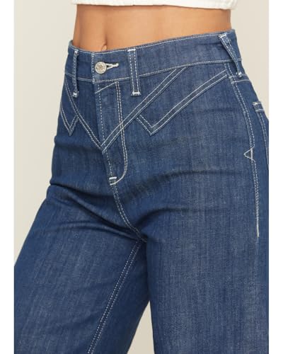 Image of ARIAT Women's Ultra High Rise Westie Yoke Wide Leg Jeans, Rinse, 32 Short