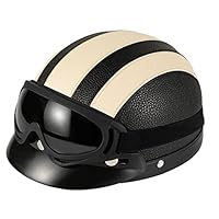 Scooter-helm, universele motor-scooter van kunstleder met open gezicht, half helm en vizier - bril (Rood