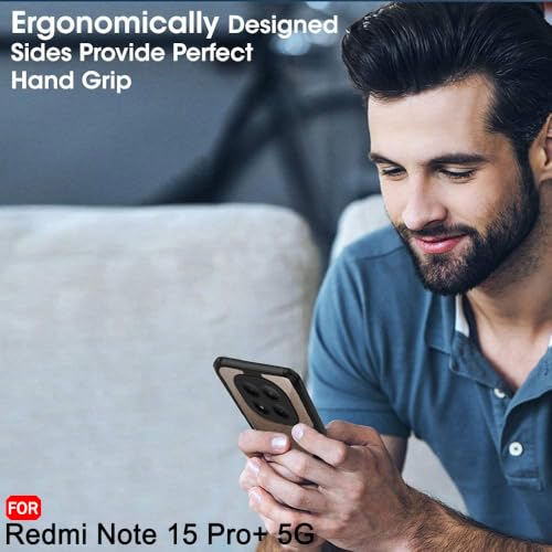 Image of TheGiftKart Shockproof Crystal Clear Back Cover Case for Mi Redmi Note 15 Pro Plus 5G | 360 Degree Protection | Protective Design | Transparent Back Cover Case (PC & TPU, Black Bumper)
