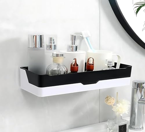 Image of Wall Mounted Shelf, Self-Adhesive, No-Drill ABS Plastic Organizer Rack for Bathroom, Kitchen & Home Accessories, Bathroom Hardware & Accessories for Shampoo, Soap & Toiletries