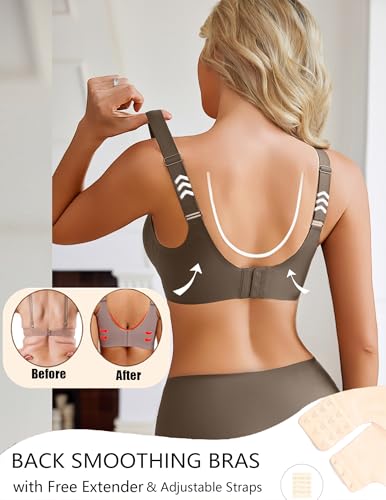 Image of Avidlove Womens Seamless Bras V Mesh Comfort Bralette Everyday T-Shirt Bra | wireless comfort with jelly lift; soft breathable; seamless back smooth; widded straps and side wings; full coverage