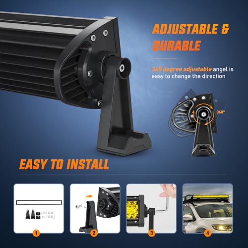 Image of Nilight 33 Inch LED Light Bar 256 LED Chips Yellow Beam Curved Triple Row Fog Light Spot Flood Combo High Power LED Driving Lights Off Road Lights for Trucks SUV UTV ATV Truck Van 4x4 Boat