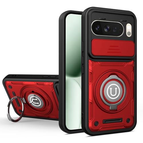 Coque Google Pixel 10 Pro XL 5G antichoc rouge avec béquille et protège-objectif