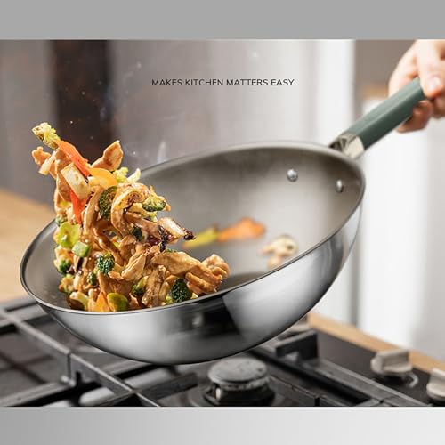 Wok de Acero Inoxidable, Sin Revestimiento, 30 cm miniatura 3
