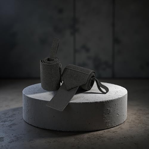 Muñequeras para levantamiento de pesas negras de algodón ajustable 55cm equipo de gimnasio 5