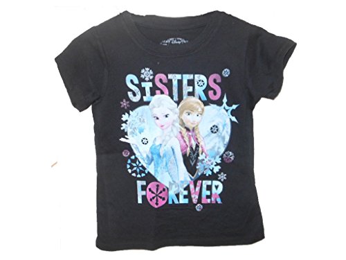 T-shirt Frozen pour fille noir taille 5 ans à manches courtes