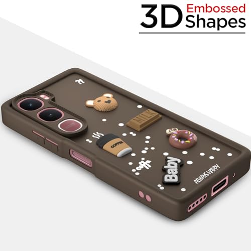 Image of Amazon Basics Back Cover for Vivo Y31 5G | Cute Fun Cartoon 3D Bear Silicone Full Body Protection Bumper case (Brown)
