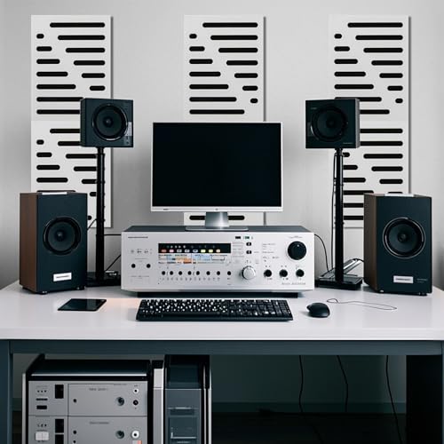 Image of Art3d High-Density Acoustic Panel, Stripe Design, 16 x 12 in, 6-Pack, White