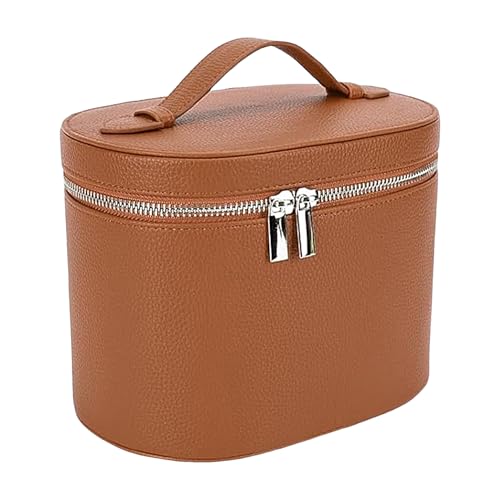 Bolsa de maquillaje profesional – Estuche portátil de cuero organizador de cosméticos impermeable | Soporte para joyas, neceser para niñas, embalaje, baño, ducha, coche, tren, accesorios de viaje