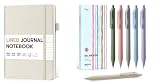 Taja A5 Lined Journal Notebook 160 Pages and Gel Pens, 6 Pcs Quick Dry Blcak Gel Ink Pens