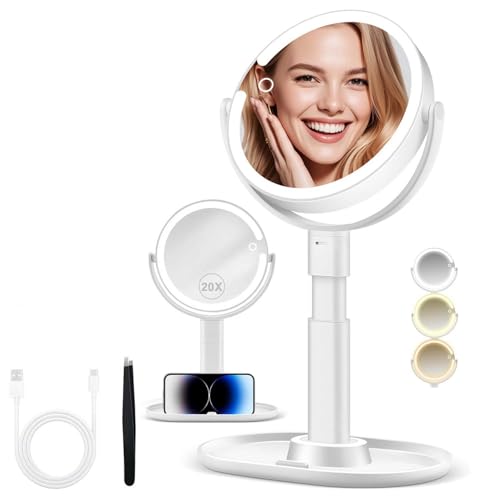 Espejo de Maquillaje Doble 20X/1X LED Ajustable