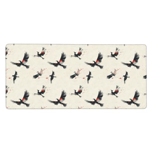 Grand tapis de souris de jeu en caoutchouc à encre noire pour bureau et PC