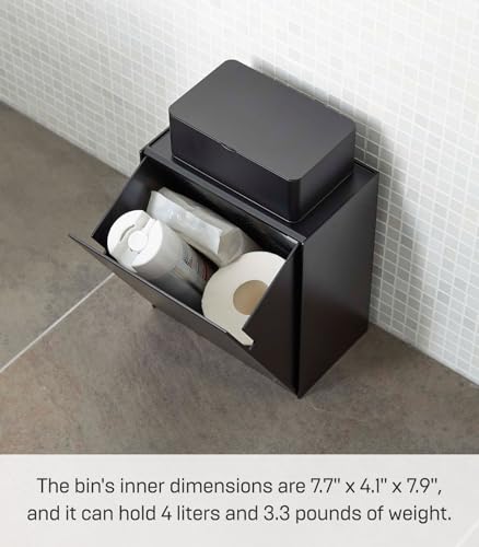 Caneca rectangular plástica negra para pared 4L miniatura 3