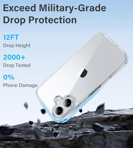 Image of DIZORO Crystal Clear Compatible with iPhone 16 Plus Case with Anti-Yellow Anti-Scratch Shockproof Transparent Cover
