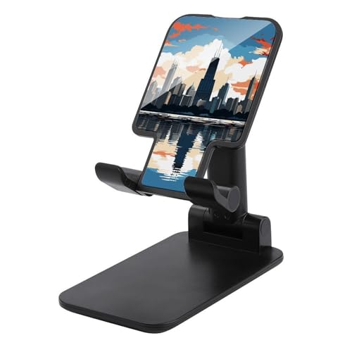 Support de téléphone pliable avec base antidérapante Chicago Skyline réglable