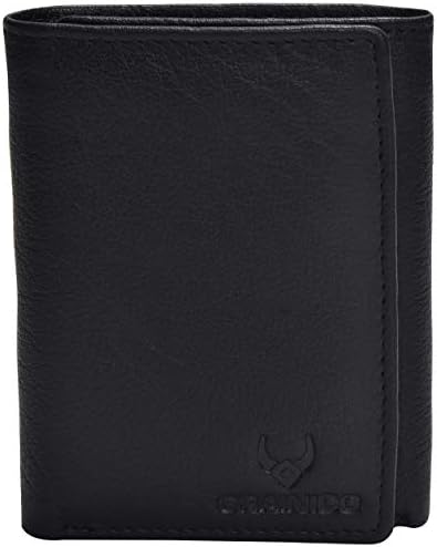 Trifold Leather Mens Wallet with RFID protection-with 6 credit card holder + 1 ID Window.