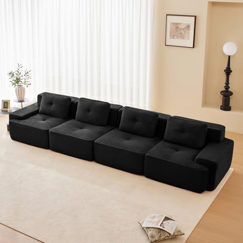 Image of Corduroy Modular Sectional Sofa, Oversized Cloud Couches for Living Room