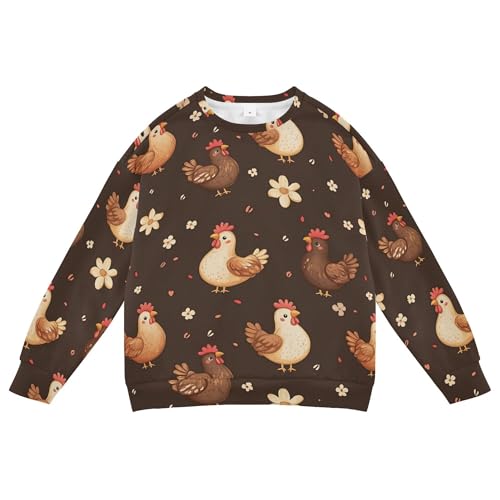 Cartoon Funny Yuanbao Chicken Brown Big Girls Sweatshirts Hoodies Crewneck Kids Pullover Hoodie Athletic 4T