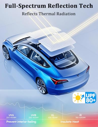 Image of 2025 Upgrade Sunshade Roof for Tesla Model 3 Highland 2024 2025 [No-Gap /Sag-Free] Sun Protection for Model 3 Glass Roof Sun Shade 2024 2025 Nano Ice-Crystal Coated Heat Insulation