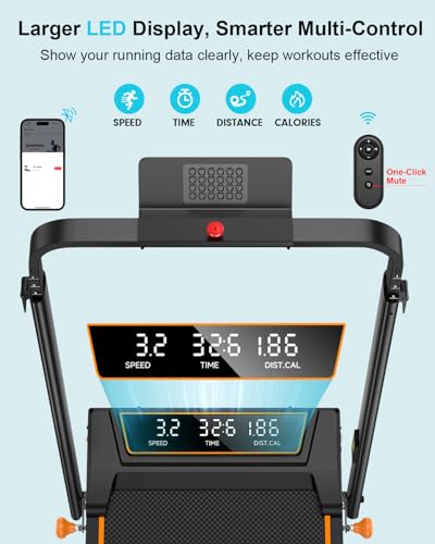 Image of Rayspace Walking Pad with 12% Incline /Adjustable Height, Upgraded 3.5HP Walking Pad with Handle Bar, 4 in 1 Foldable Under Desk Treadmill, Electric Portable Treadmills for Home 350LBS, LED Display