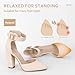 IDIFU Women's IN4 Pedazo High Block Heels Pumps Pointed Closed Toe Ankle Strap Dress Wedding Shoes (Nude Nubuck, 9 M US)