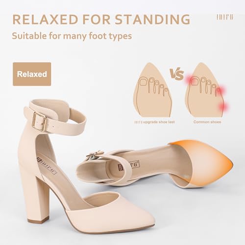 IDIFU Women's IN4 Pedazo High Block Heels Pumps Pointed Closed Toe Ankle Strap Dress Wedding Shoes4
