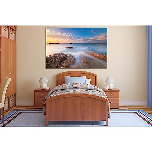 Lienzo de atardecer en el mar de 140 x 90 cm cuadro ZELLART para pared grande
