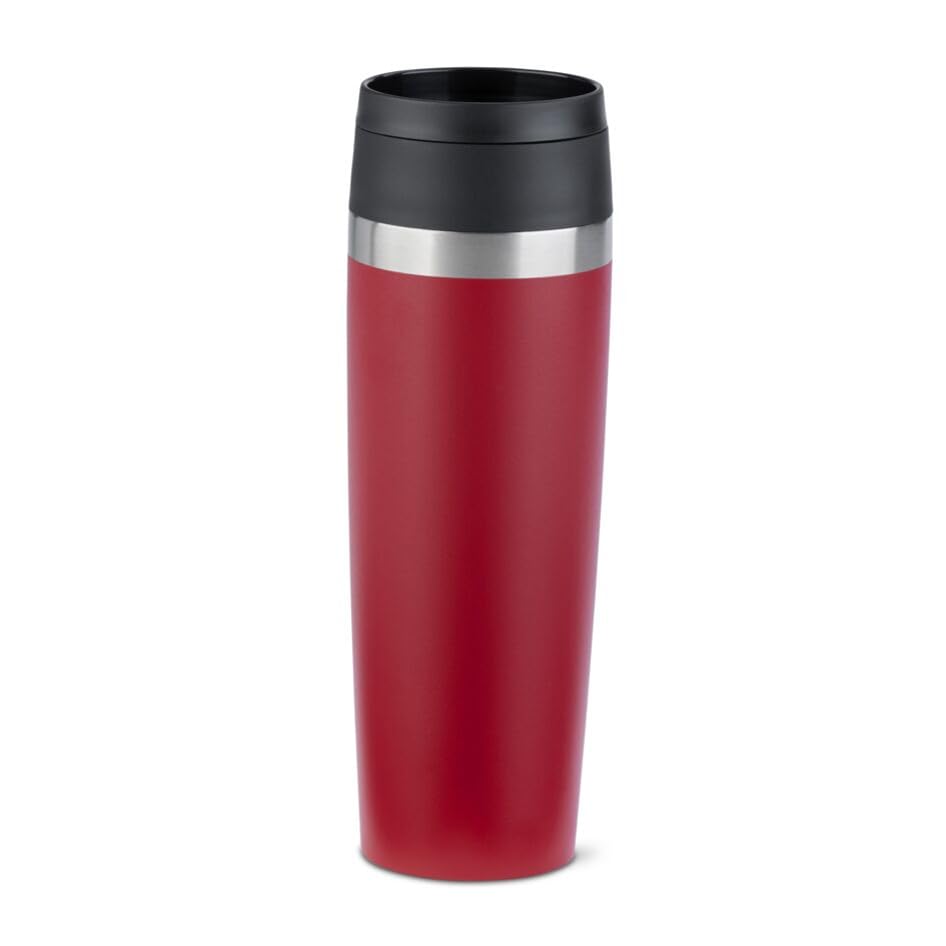 Emsa N2023750 Travel Mug Classic Isolierbecher 0,5 Liter, neuer Komfort Schraubverschluss, Pulverbeschichtung, Edelstahl, 360 Grad Trinköffnung, Rot